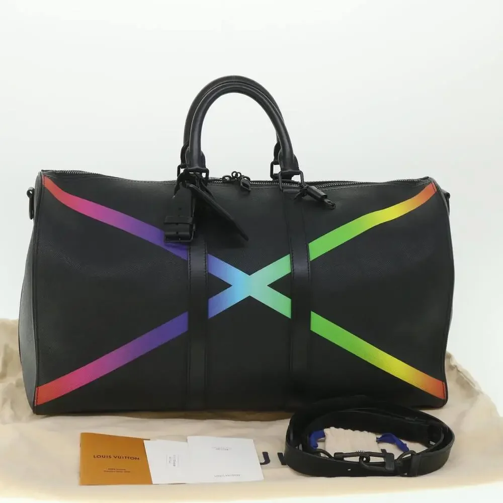 LOUIS VUITTON Taiga Rainbow Keepall Bandouliere 50 Boston Bag M30345